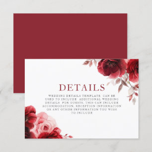 Ruby Red Wine Luxe Radiant Floral Wedding Details Begleitkarte
