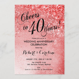 Ruby Red zum 40. Hochzeitstag Einladung