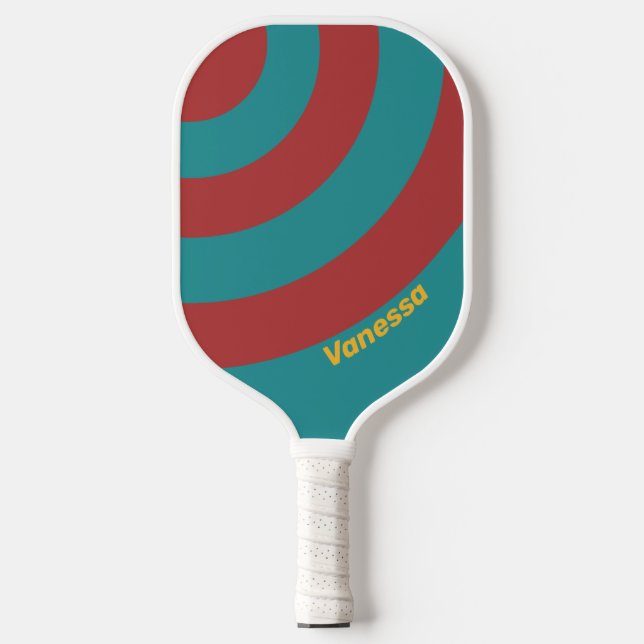 Ruby Reef Circle Streifen mit Namen Pickleball Schläger (Vorderseite)