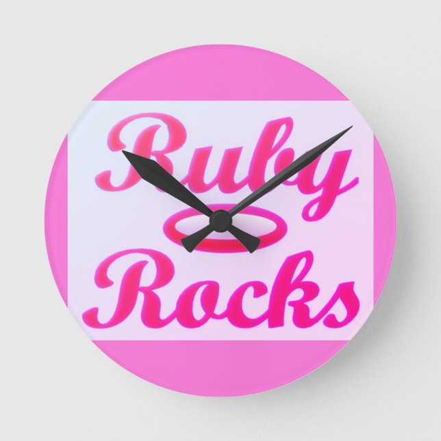 Ruby Rocks Design SWEET PINK Runde Wanduhr (Vorderseite)