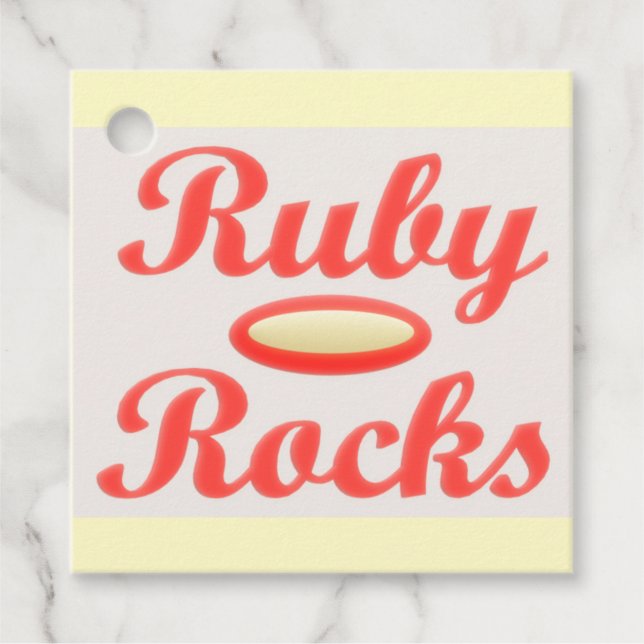 RUBY ROCKS RED AND CREAM Gift tag Geschenkanhänger (Vorderseite)