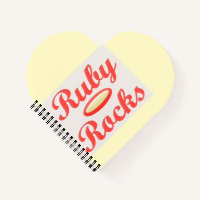 RUBY ROCKS RED AND CREAM NOTEPAD NOTIZBUCH (Vorderseite)