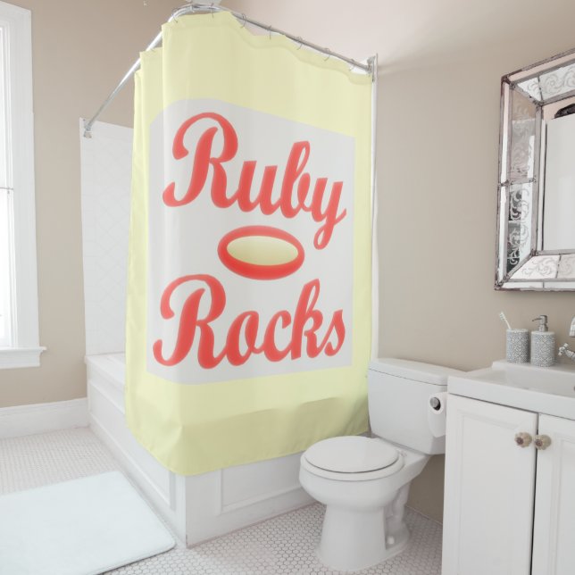 RUBY ROCKS RED UND CREAM Duschvorhang (Beispiel)
