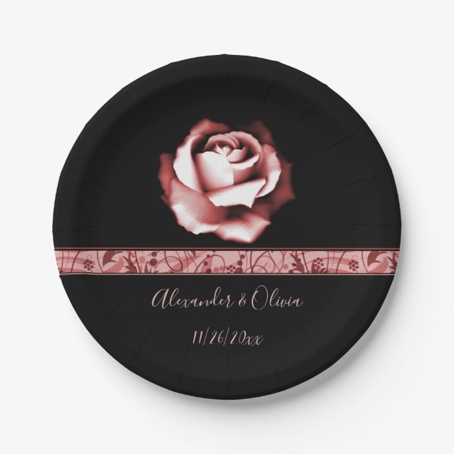 Ruby Rose Wedding Paper Plate Pappteller (Vorderseite)