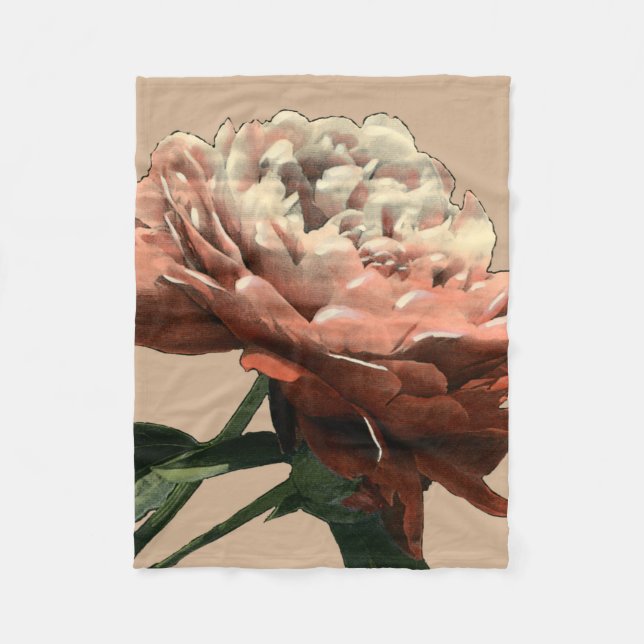 Ruby-Rote Rose mit weißen Akzenten Fleecedecke (Vorderseite)