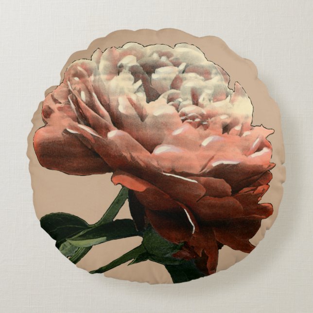 Ruby-Rote Rose mit weißen Akzenten Rundes Kissen (Vorderseite)