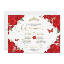 Ruby Rote Rosen Floral Tiara Butterfly Quinceanera