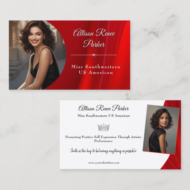 Ruby Shine Pageant Business Card Visitenkarte (Vorne/Hinten)