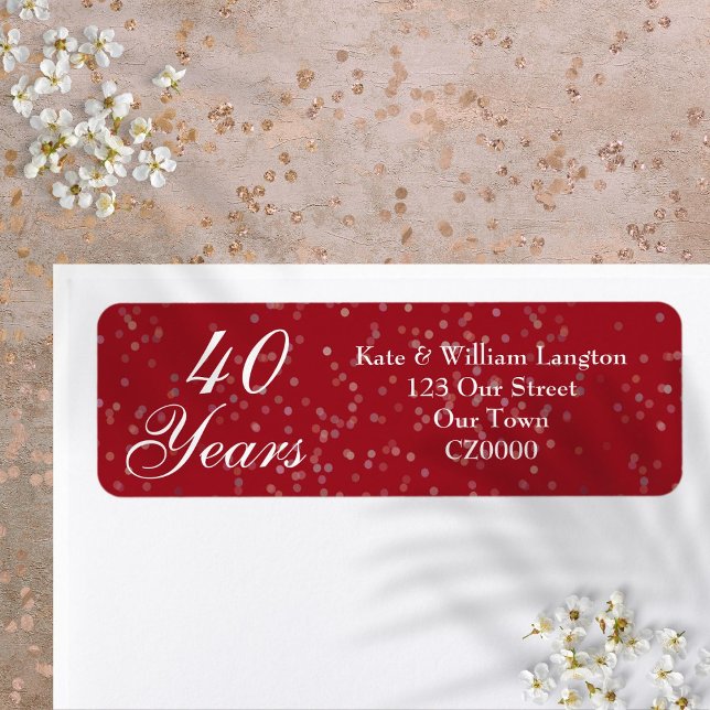 Ruby Stardust Confetti zum 40. Geburtstag (40th Wedding Anniversary Ruby Stardust Confetti Label)