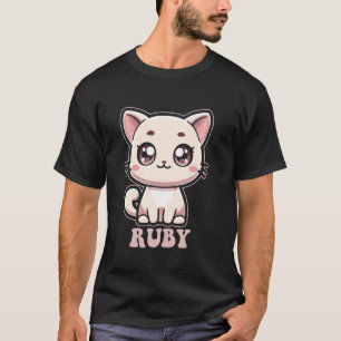Ruby Süßes Kitzel Katzen-Design für Mädchen Name R T-Shirt