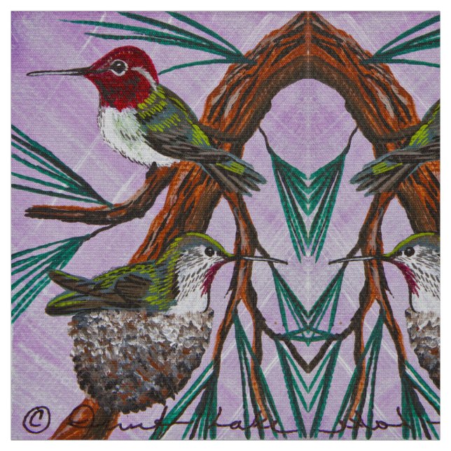 Ruby Throat-ed Hummingbird Stoff (Muster)