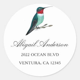Ruby-throated Hummingbird-Adresse Runder Aufkleber