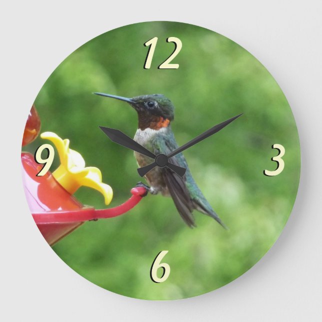 Ruby-Throated Hummingbird Bird Fotografy Große Wanduhr (Vorderseite)
