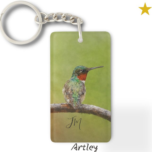 Ruby-Throated Hummingbird Bird Painting Initials Schlüsselanhänger (Von Creator hochgeladen)