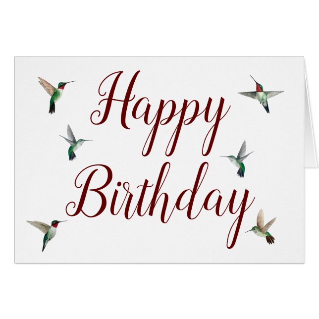 Ruby-throated Hummingbird Birthday Card (Vorderseite (Horizontal))