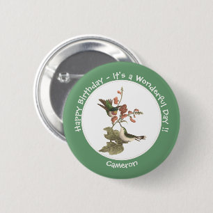 Ruby-throated Hummingbird, Birthday oder sonstiges Button