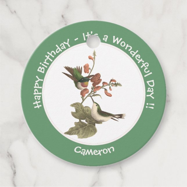 Ruby-throated Hummingbird, Birthday oder sonstiges Geschenkanhänger (Vorderseite)