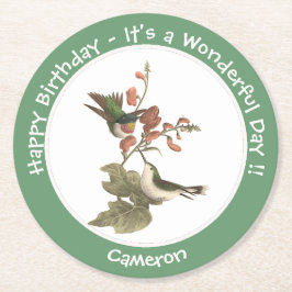Ruby-throated Hummingbird, Birthday oder sonstiges Runder Pappuntersetzer