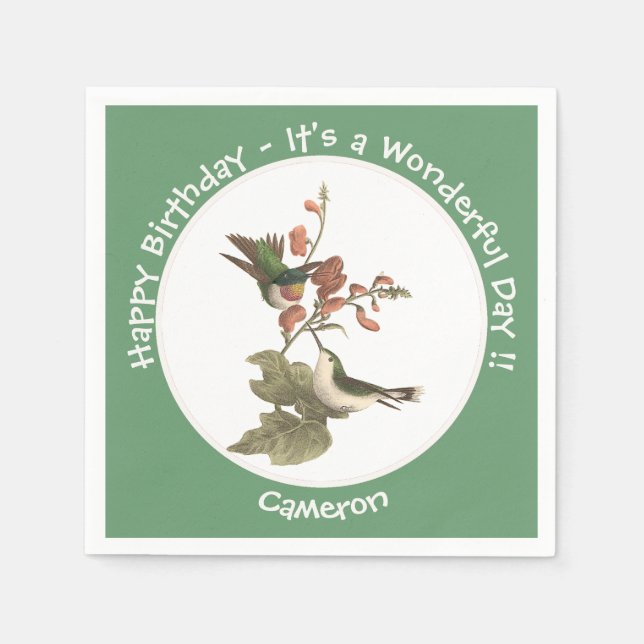 Ruby-throated Hummingbird, Birthday oder sonstiges Serviette (Vorderseite)