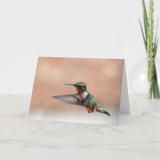 Ruby Throated Hummingbird Blank Note Card Karte