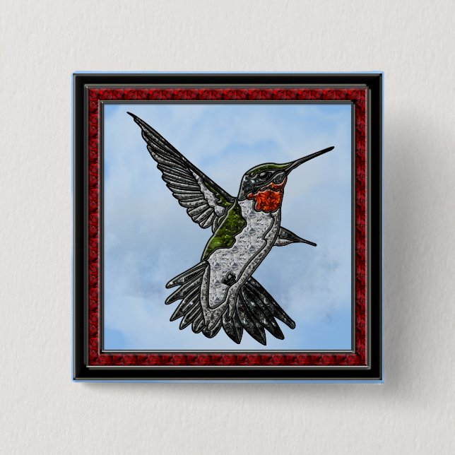 Ruby Throated Hummingbird Button (Vorderseite)