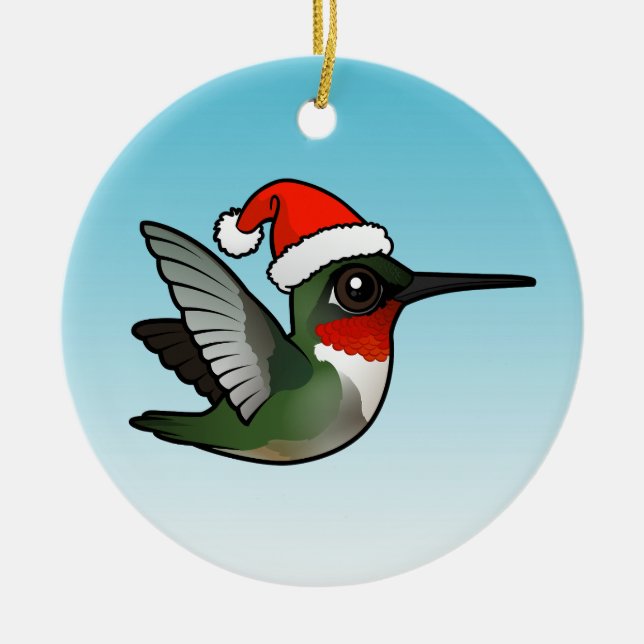 Ruby-throated Hummingbird Christmas Keramik Ornament (Vorne)