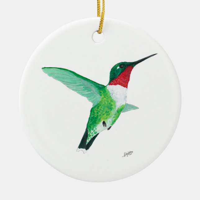 Ruby throated Hummingbird Christmas Ornament (Vorne)