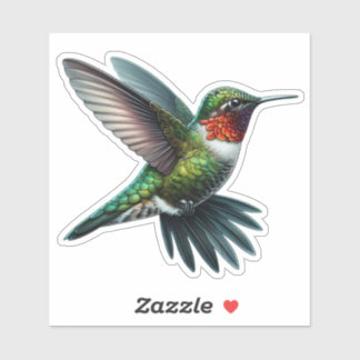 Ruby-Throated Hummingbird Custom-Cut Vinyl Aufkleber
