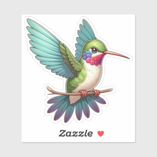 Ruby-Throated Hummingbird Custom-Cut Vinyl Aufkleber (Blatt)
