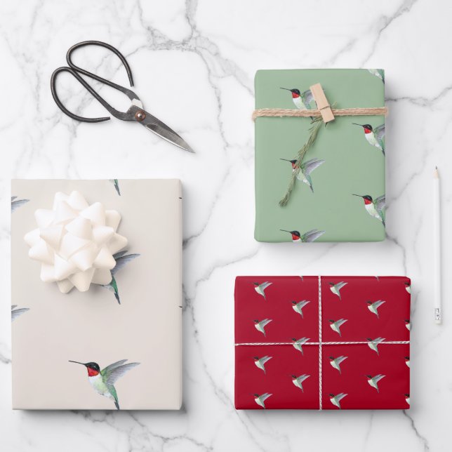 Ruby-throated Hummingbird Geschenkpapier Set (Vorderseite)
