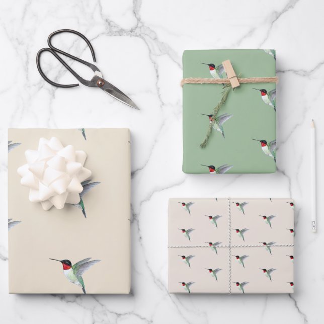Ruby-throated Hummingbird Geschenkpapier Set (Vorderseite)