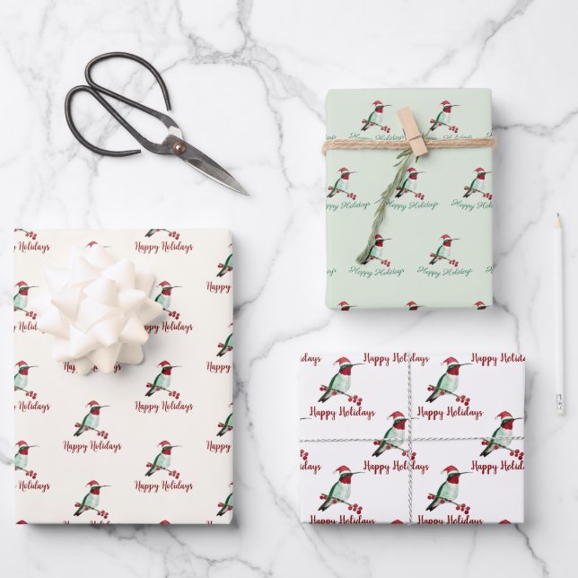 Ruby-throated Hummingbird Holidays Geschenkpapier Set (Vorderseite)