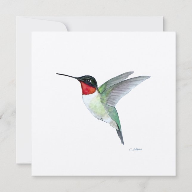 Ruby-throated Hummingbird in Flight Dankeskarte (Vorderseite)