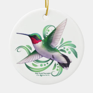 Ruby Throated Hummingbird Keramik Ornament