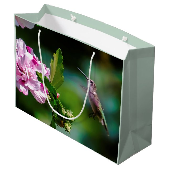 Ruby-throated Hummingbird - Original Foto Große Geschenktüte (Rückseite Schrägansicht)