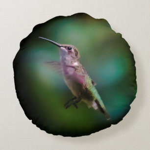 Ruby-throated Hummingbird - Original Foto Rundes Kissen