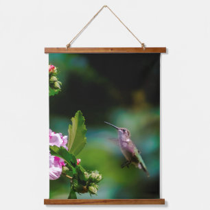 Ruby-throated Hummingbird - Original Foto Wandteppich Mit Holzrahmen