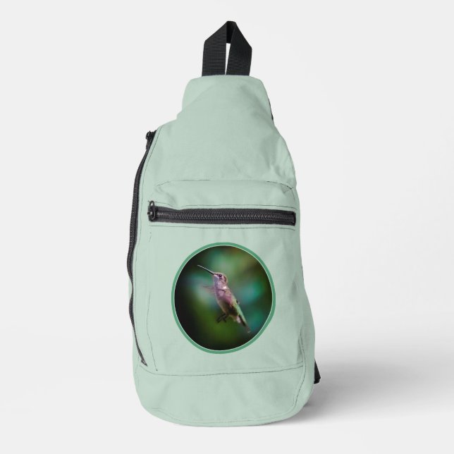 Ruby-throated Hummingbird Original Fotograf Crossbody Bag (Vorderseite)