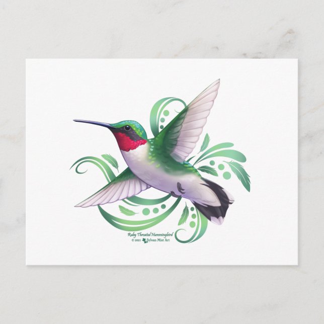 Ruby Throated Hummingbird Postkarte (Vorderseite)