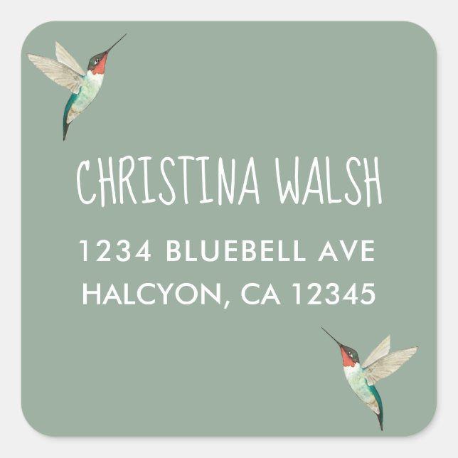 Ruby-throated Hummingbird Quadratischer Aufkleber (Vorderseite)