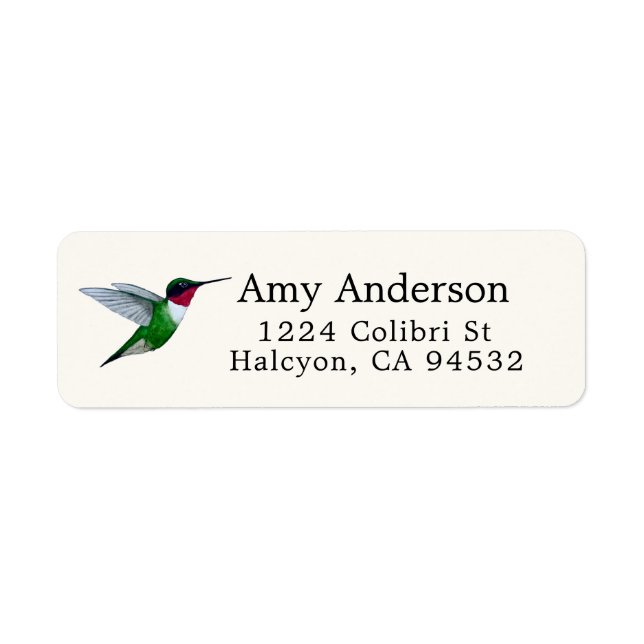 Ruby-throated Hummingbird Return Address Label (Vorne)