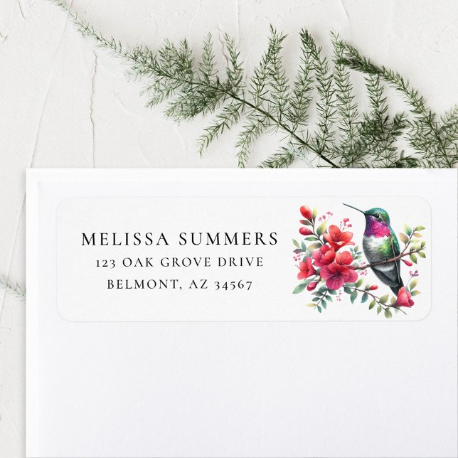 Ruby-Throated Hummingbird Return Address Label (Von Creator hochgeladen)