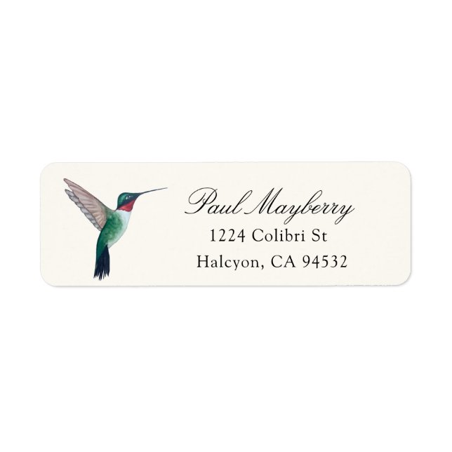 Ruby-throated Hummingbird Return Address Label (Vorne)