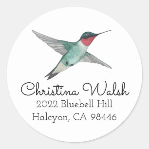 Ruby-throated Hummingbird-Rücksendeadresse Runder Aufkleber