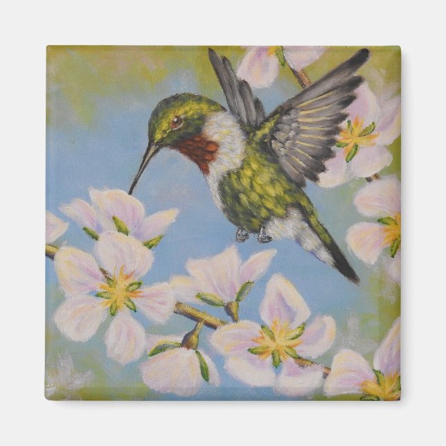 Ruby-Throated Hummingbird - Square Magnet (Vorne)