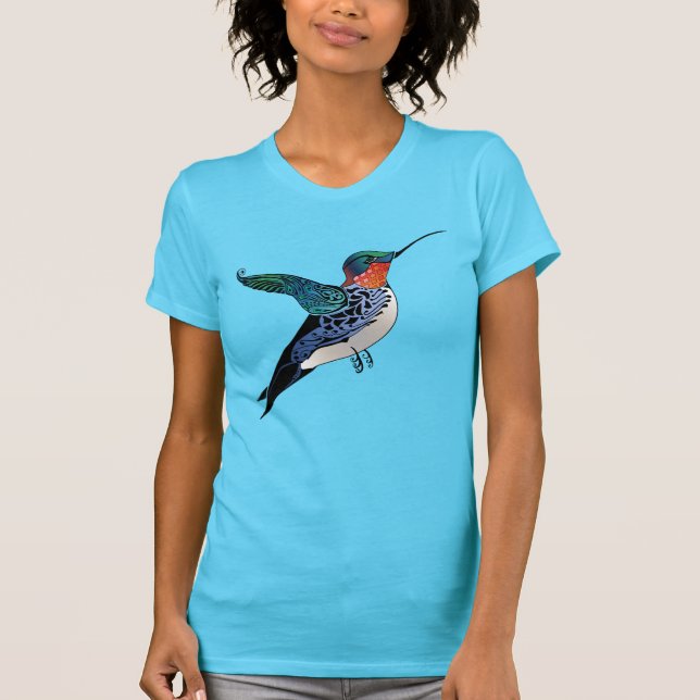 Ruby Throated Hummingbird Tattoo Style Art T-Shirt (Vorderseite)