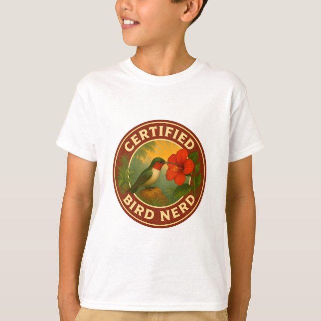 Ruby-throated Hummingbird Vintages Abzeichen T-Shirt (Vorderseite)
