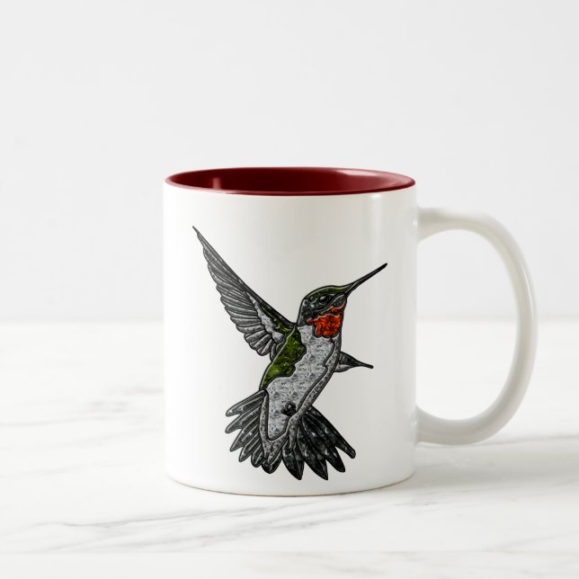 Ruby Throated Hummingbird Zweifarbige Tasse (Rechts)