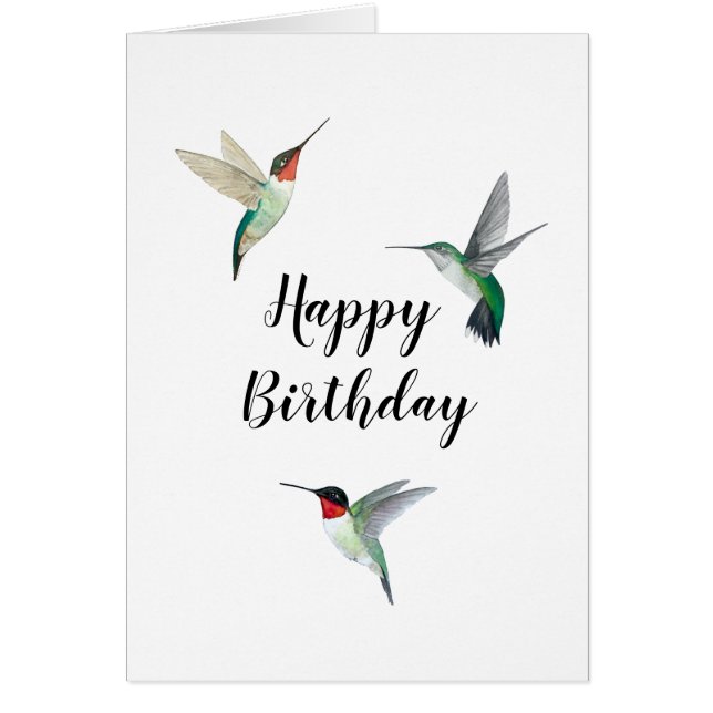 Ruby-throated Hummingbirds Birthday Card (Vorne)