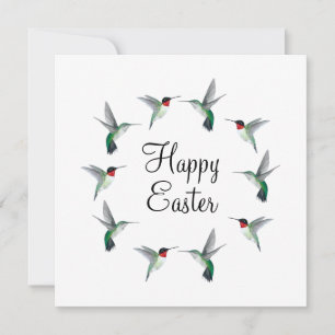 Ruby-throated Hummingbirds Happy Oaster Card Karte